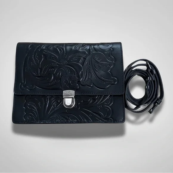 NWOT Patricia Nash Locri Black Tooled Leather Crossbody Purse - Picture 7 of 7